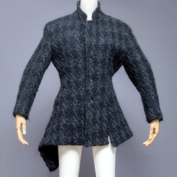 Comme des Garcons 1980s grey wool stripe shawl collar coat trouser suit - size S