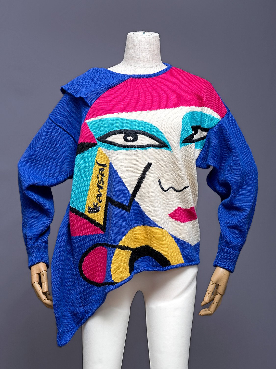 Kansai Yamamoto Asymmetrical Knit Face Sweater, 1980s | Japanese