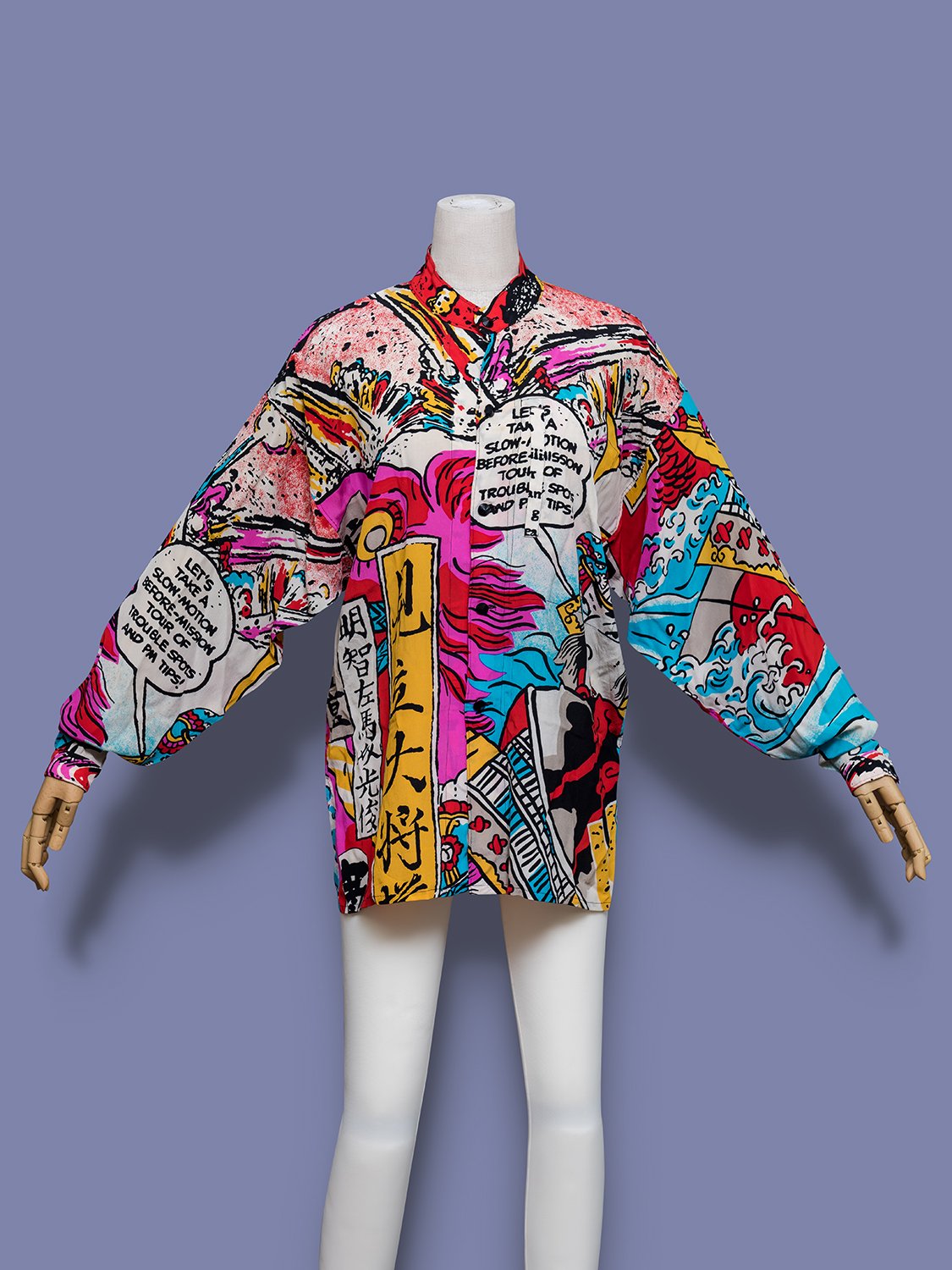 Kansai Yamamoto 1980s Pop Culture Print Button Up Shirt